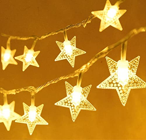 LiyuanQ Lichterkette Innen, 100 LEDs Stern EU Stecker, 10m 8 Modus Fernbedienung Strombetrieben für Balkon Schlafzimmer Zimmer Weihnachten Party (Warmweiß)