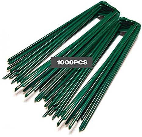 WINFAITH - 1000 Grapas Malla Antihierbas en Acero Galvanizado a Prueba de Oxido, Grapas Cesped Artificial para Jardín, Huerto, Invernadero, para Terrenos Blandos (Medidas mm H150 x L30 x D3)