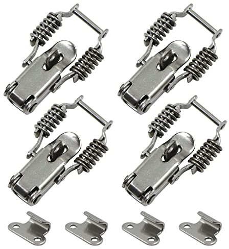 Moraillon porte Fermeture à Levier - 4 pièces Loquet Ressort, Bascule Fermoir Ressort avec trou de verrouillage en Acier Inoxydable pour Coffret, Boîte, Tiroir, Armoire, Trousse médical