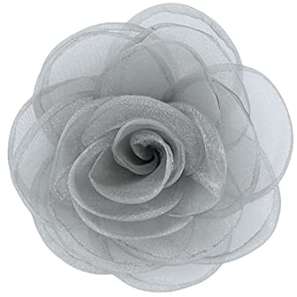 KABELIF 2 Stück Rose Brosche Ansteckblume Blume Haarspange Haarschmuck Blume Corsage Tasche Schuhe Hüte Zubehör zum Hochzeit Bankett Party 7 CM (Grau)