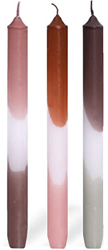 comforder Dip Dye Kerzen, 3 Stabkerzen mit Farbverlauf, 24x2,2cm (Rosa) | Handgetauchte Tafelkerzen, ca. 9 Std Brenndauer, Paraffin, geruchlos, Boho Skandi Vintage Deko