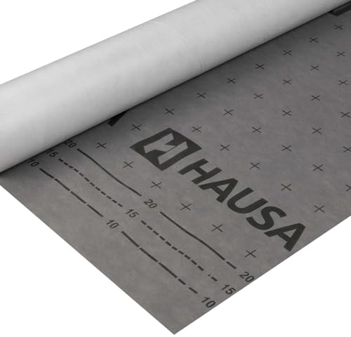 HAUSA Classic HU100SK - Binario flessibile a tre strati, ad alta diffusione, 1,5 m x 50 m (75 m²), 100 g/m², resistente agli strappi, resistente alle intemperie, con strisce autoadesive, impermeabile