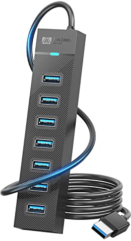 Hub USB 3.2 Gen1 a 7 porte,hub USB 3.0 con cavo da 100 cm e porta di alimentazione 5V/3A,hub dati Hub USB Distributore USB per laptop, MacBook Pro/Mini,Surface Pro,HDD mobile e altro