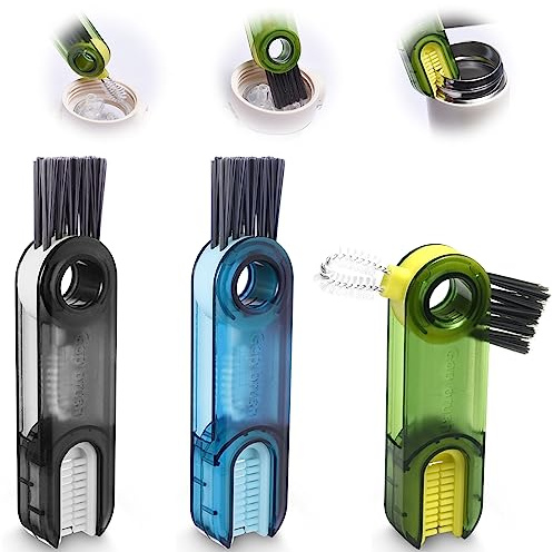 3 In 1 Cup Lid Cleaning Brush, 3Pcs Multifunctional Cleaning Brush | Tiny Bottle Cup Lid Detail Brush, Cap Crevice Cleaner, Portable Bottle Cleaning Cleaner For Kitchen Home Crevice Washing Tool