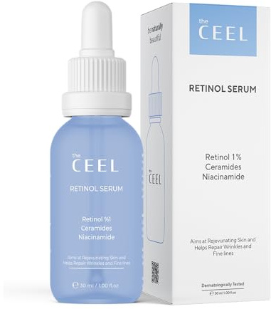 The Ceel Retinol Serum 1% mit Ceramiden und Niacinamid 30 ml Hochdosiertes Anti Aging Serum gegen Falten und Feine Linien Feuchtigkeitsspendend Straffendes Gesichtspflege