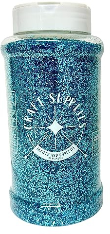 Palmsafe Large 500g Shaker Jar of Light Blue Glitter-Colourful Glitter for Resin or Crafts, Chunky Glitter, Nail Art, MAT1125
