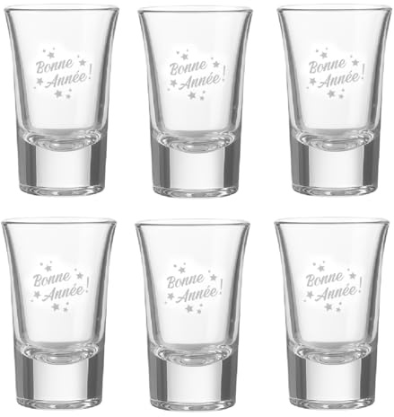 Lotdevin - Vaso de cristal (6 UNIDADES) - Grabado láser personalizado Logo & Textos para el cristal original del shooter [ Shooter vidrio]
