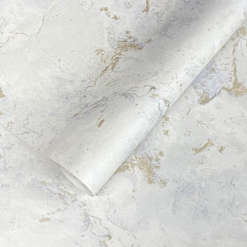 World of Tapet, Lyxig kollektion marmortapet - tungvikts vinyltapet - modern tapet för vardagsrum och sovrum - dekorativ lyxig tapet - vit/guld