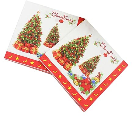 GLEAVI Frohe Weihnachten Wiederverwendbar-servietten Weihnachtsbaum-druck Für Party-zubehör Verpackung