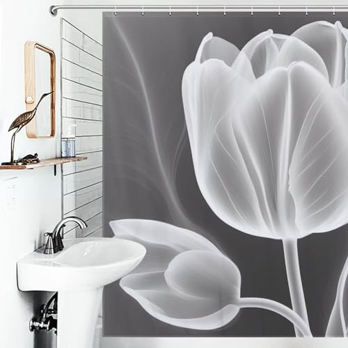 KRISIN Rayon X de Gentiane Violette Rideau De Douche Polyester Lavable en Machine pour Salle De Bain Rideaux De Salle De Bain Durables