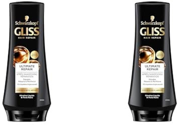 Schwarzkopf - Gliss - Après-Shampoing Ultimate Repair - Soin Cheveux Secs et Cheveux Abîmés - Répare et Renforce - 95% d'ingrédients d'origine naturelle - Flacon de 200ml (Lot de 2)