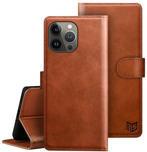 SUANPOT [RFID Schutz für iPhone 15 Pro Max 6.7 Hülle PU Leder Handyhülle Lederhülle Klapphülle Kartenfach Phone Case für Apple 15 Pro Max Handy hülle Leather Wallet Flip Cover Orange