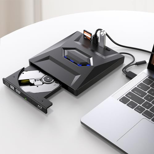 JOYIN-BURN USB 3.0 USB C External 3D Blu-ray Writer BD-RE BD Burner Drive CD DVD Burner with SD Card Reader and USB 3.0+2.0+Type-C Input Ports for Laptop PC Windows 11/10/8/7, Linux, Mac OS