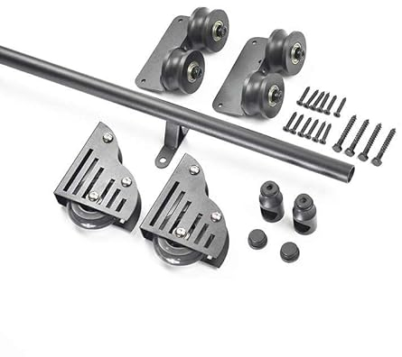 Rollbare Bibliotheksleiter, Schienenhalterung, Riemenscheibentyp, horizontale Wandhalterung, Schiebe-Bibliotheksleiter, Hardware-Kit (ohne Leiter), mit Bodenrollenrädern (Größe: 400 cm Schienenset,