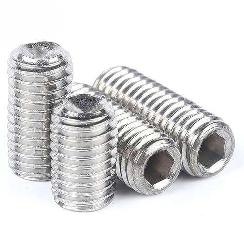 50pc M2 M2.5 M3 M3.5 M4 M5 M6 DIN916 304 stainless Black grade 12.9 steel Hex Hexagon Socket Allen Cup Point Grub Screw Set Bolt-M4,3.5mm,304 stainless steel