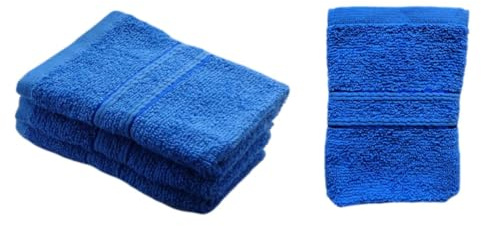 3 Pack Face Cloths Face Flannels 100% Egyptian Cotton Face Towel Colour Blue