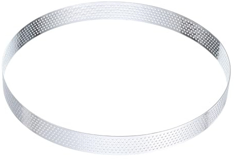 sourcing map Stainless Steel Tarts Rings 7.9 Perforated Metal Circle Baking Dessert Mousse Round Cake Ring Non Stick for Home Kitchen Food Cheese Making Tool