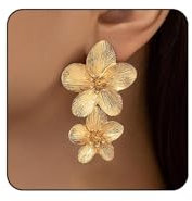 RIXERKOC Goldene Blumen Ohrringe für Damen Gold Statement Ohrringe Gold Elegante Chic Blume Ohrhänger Einzigartiger Blumenschmuck Geschenk zum Muttertag