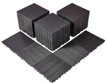 VEVOR Terrassenfliesen, 54er-Set, Balkonfliesen 295x295mm, Klickfliesen, wasserdichter Kunststoff-Bodenbelag für den Außenbereich, Terrassenbodenbelag für Veranda, Pool, Balkon, Hinterhof, Braun