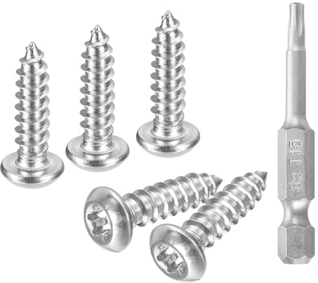 QUARKZMAN 30 Stück Torx Linsenkopfschrauben #6 x 1/2 Holzschrauben Halbrundkopf Torx Selbstschneidende Schrauben Rundkopfschrauben 304-Edelstahl Sicherheitsschrauben mit Bit T15