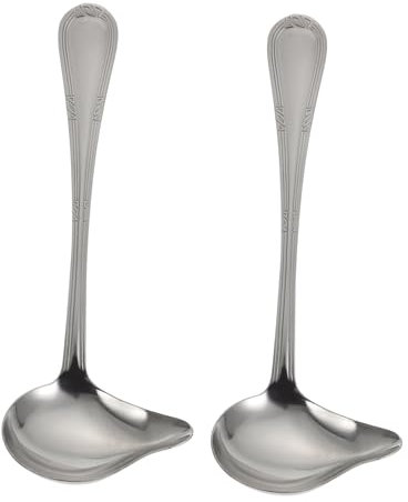 SECFOU 2pcs Stainless Steel Duckbill Soup Spoons Sauce Kitchen Spoons Tableware Cutlery for Serving Food in Kitchen Dining Scenario