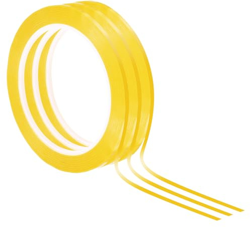 PATIKIL Vitt väggband 2 mm x 66 m, 3-pack tunt whiteboardband för grafiskt diagram markering gör-det-själv-konst, mörkgul