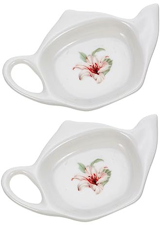 Holibanna 2pezzi Piattino Porta Bustine Da Tè in Ceramica Vassoio Decorativo Multiuso Per Uso Domestico Design Naturale Resistente e Facile Da Pulire Accessori Per Tè Eleganti e Compatti