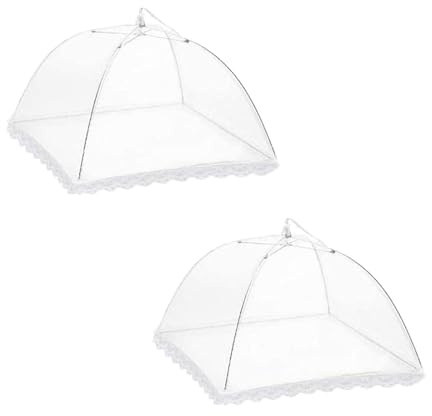 2 Stück Fliegenhaube Lebensmittel, Faltbare Fliegenschutz Essen, Fliegenhaube für Outdoor Essen Lebensmittel Grill Partys Buffets Camping Picknicks,BBQ(weiß)
