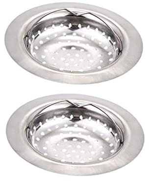 VILLCASE 2pcs Stainless Steel Sink Strainers Kitchen Accessories for Food Debris Hair Easy Installation Fits Sinks Drains Silver Finish