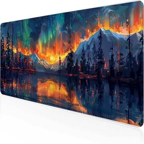 Trees Mouse Mat 900 x 300 x 3mm, Stitched Edges Mousepad Purple Desk Mat Large Soft Smooth Surface Waterproof with Anti-Slip Rubber Base Mousepad for Desk and Computer Accessories, Gifts for Men 5-V