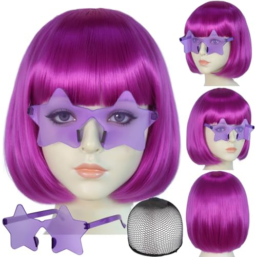 BEKIDER Parrucca Bob Viola Scuro Parrucca Colorata Donna