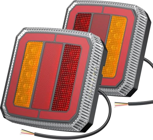 Justech 2 stycken 40 lysdioder släpvagnsljus bakljus 7-polig kontakt 12 V bakljus med 4 funktioner släpvagnsljus, IP65 registreringsskyltlampa stoppljus för släpvagn, lastbil, husvagn, e-skylt