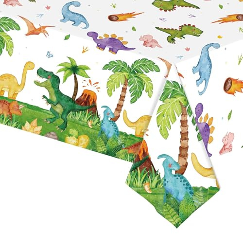 ElevaPulse Dino Party Tischdecke, Dino Geburtstag Deko, Dino Tischdecke Kindergeburtstag, 137 x 274 cm, Für Geburtstagsparty, Baby Shower, Familienfeier