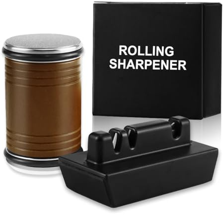 Rolling Knife Sharpener Set, 5 in 1 Diamond Roller Tumbler with Sharpening Discs, Angle Guide, Scissor Sharpener, Kitchen Tool for Home & Professional Use
