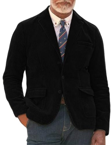 Giacca da uomo vintage in corduroy con revers invernale Blazer elegante con revers in corduroy e tasca con taschino Giacche softshell con taschino sul petto Giacche casual semplici versatili per tutte