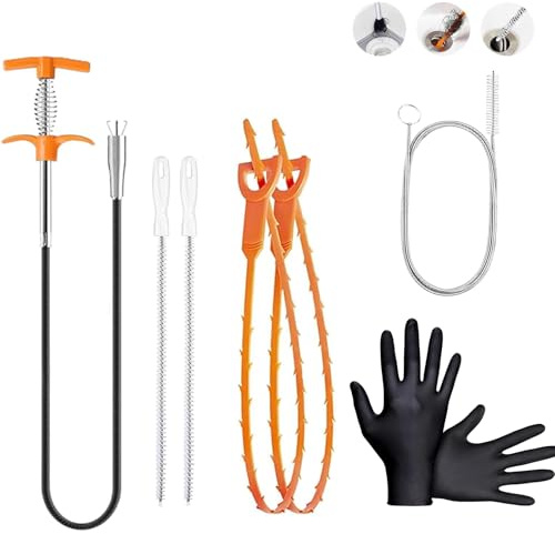 Sikweny 8 Piezas Alambre Desatascador Tuberias Cable Desatascador Tuberias Drenaje Serpiente Herramienta Limpieza Drenaje Profesional Gancho Fregadero Sondas Garra para DesagüEs Quitar Pelo Los Cocina