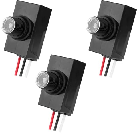 BTFO 3pcs Détecteur Crepusculaire pour Éclairage Extérieur, 100-277V Résistant Intempéries Interrupteur Photoélectrique Capteur Lumière Photocellule pour Plupart Luminaires Extérieurs Ampoules