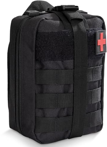 Songella Bolsa de Primeros Auxilios Vacía Molle Táctica Bolsa Médica al Aire Libre Impermeable para Camping Senderismo Viaje Hogar (Negro)