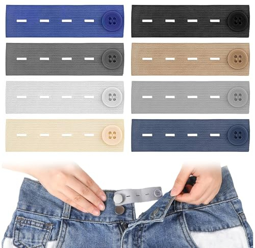 8 Extensores De Botones Para Pantalones, 8 Colores Diferentes, Botones Para Ensanchar Pantalones Con Elástico, Kit De Ajuste De Cintura Para Hombre Y Mujer, Fácil De Usar