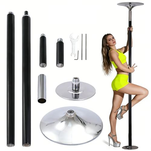 Barra Pole Dance Profesional 45mm, Estática y Giratoria 360°, Ajustable 2.3–2.75 m, Capacidad 200 kg, Barra de Baile para Casa, Fitness, Studio y Club(Black)