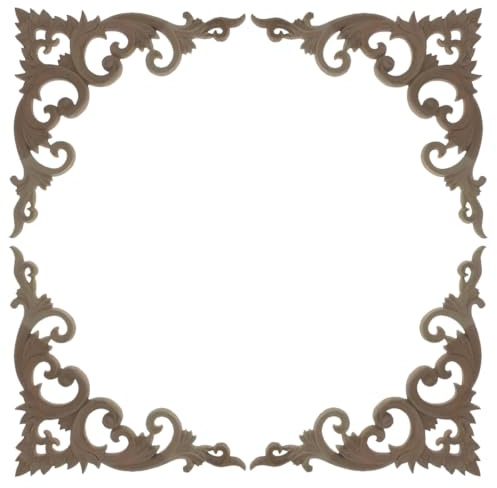 Wandornamente 8 Stück Holzapplikationen Unbemalt Dekorativ Geschnitzt 25 X 25cm für Bett Tür Schrank Kleiderschrank Decke Wand Möbeldekoration