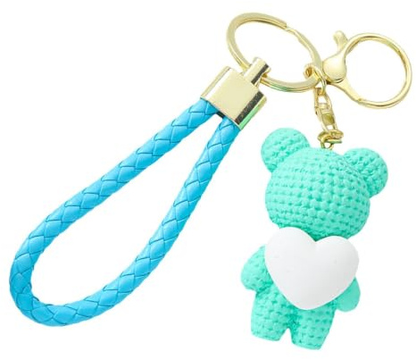 Bear Keychain, Bear Backpack Keychain 3D Mini Ornaments Hänge Nyckelringar | Håller hjärta Tillbehör Party Favors för handväska Bag Charm hänge