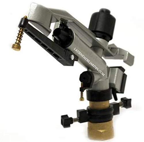 Suinga. Bewässerungskanone Jolly 1 1/4, 17,5 bis 29 m. Einstellbarer Bewässerungswinkel. Arbeitsdruck von 1,5 bis 5 bar. Anschluss 1 1/4 weiblich. Hergestellt aus Metall.