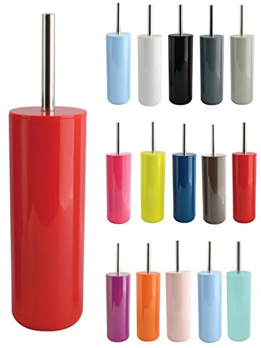 MSV Scopino WC Portascopino WC Contenitore per scopino INAGUA - Set WC da appoggio in polistirolo Scopino con manico in acciaio inossidabile rosso