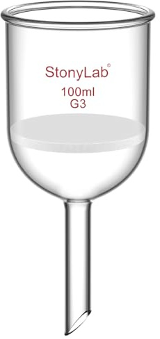 StonyLab Borosilicate Glass Embudo de Filtración Buchner con Frita Fina(G3) Buchner Funnel, Diámetro del Disco de 56mm, Profundidad de 60mm -100ml