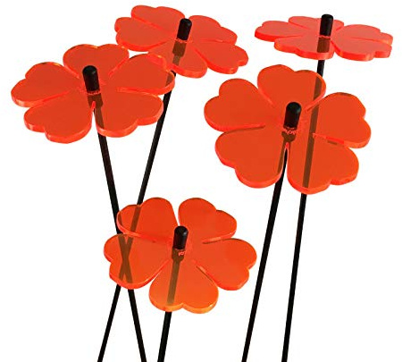 Suncatcher Garden Decor Lot de 5 piquets de Jardin Lumineux à Double Fleurs - 25 cm de Haut - pour intérieur et extérieur - Couleur : Rouge