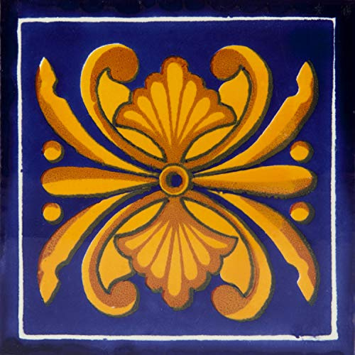 Cerames azulejos de mosaico Talavera Ramira - 30 azulejos decorativos de cerámica mexicana para baño, ducha, escaleras, pared posterior de la cocina | azulejos de mexicanos 10,5x10,5 cm
