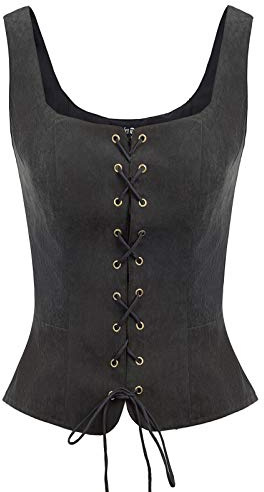 SCARLET DARKNESS Renaissance Trachtenmieder Cosplay Show Weste Damen Mittelalter Weste Schwarz XL