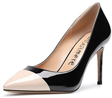Castamere Scarpe col Tacco Donna Tacco a Spillo 8.5CM Alto Tacco Pelle Verniciata Nero Nudo Scarpe EU 41.5