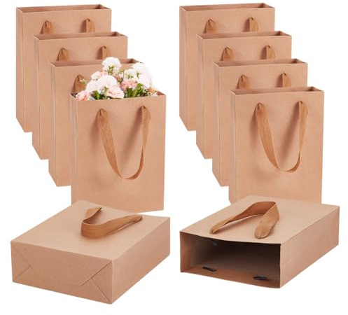 NBEADS 10pz Sacchetti di Carta, 20x15x6cm Sacchetti per la Spesa in Cartone Sacchetti Regalo con Manico per Confezione Regalo Halloween Natale Bomboniere Festa